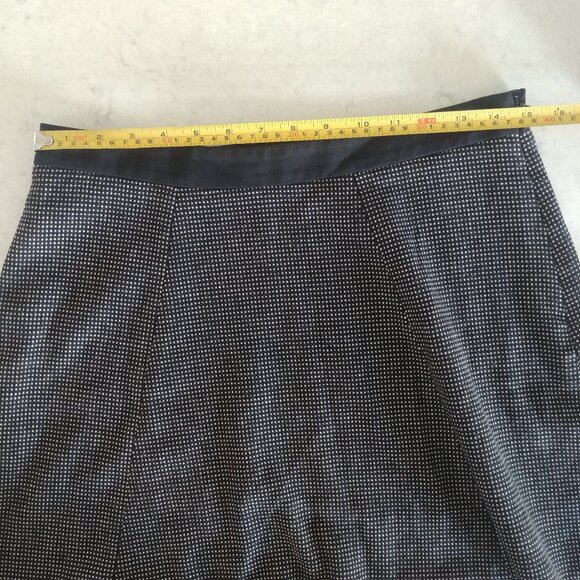 French Connection wool blend black tiny white polka dot skater mini skirt size 8 - Picture 8 of 11